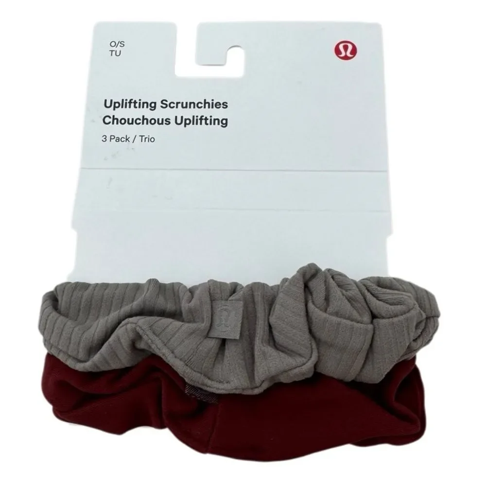 2 Lululemon Uplifting Scrunchies: Rockwood and Warm Ash Grey